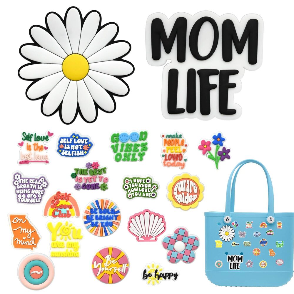 1755 20 PCS Charms For Bogg Bag Accessories Cute Decoration Mom Life Flower